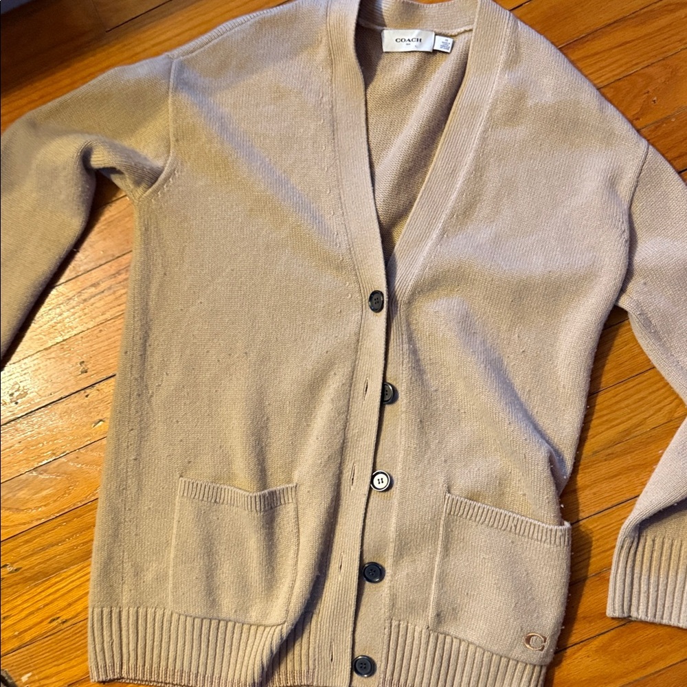 Coach Women's Beige Cardigan Sweater